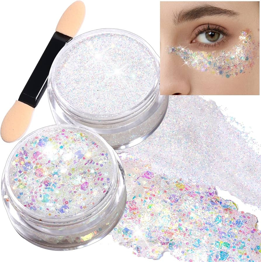 Teenitor Face Glitter, 2pcs Body Glitter Gel, Hair Glitter Gel, 20g/0.7oz Versatile Glitter Set f... | Amazon (US)