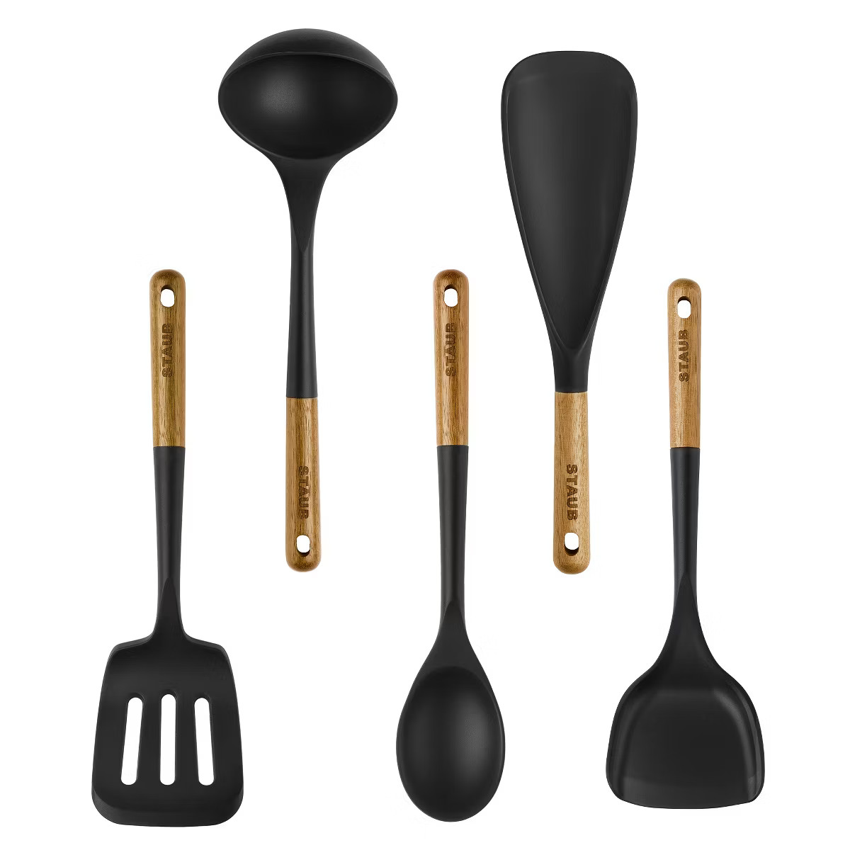 Staub Silicone with Wood Handle 5-pc Cooking Utensil Set | Target