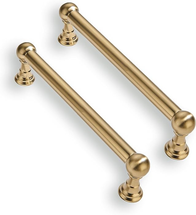 10 Pack 5 Inch Solid Kitchen Cabinet Handles Brushed Gold Heavy Duty Cabinet Pulls Satin Brass Dr... | Amazon (US)