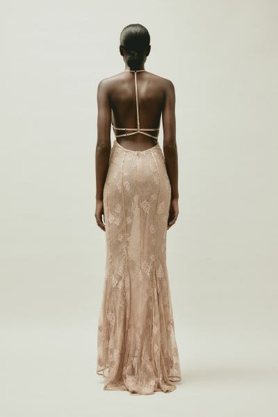 Lace Maxi Dress - Beige - Ladies | H&M US | H&M (US + CA)