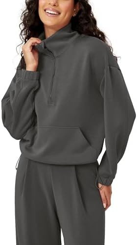 ODODOS Women's Modal Soft Cinchable Sweatshirts Half Zipper Funnel Neck Oversize Pullover with Po... | Amazon (US)