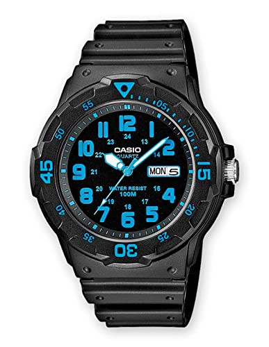 Casio MRW200H analog sports watch with black dial and rotating bezel