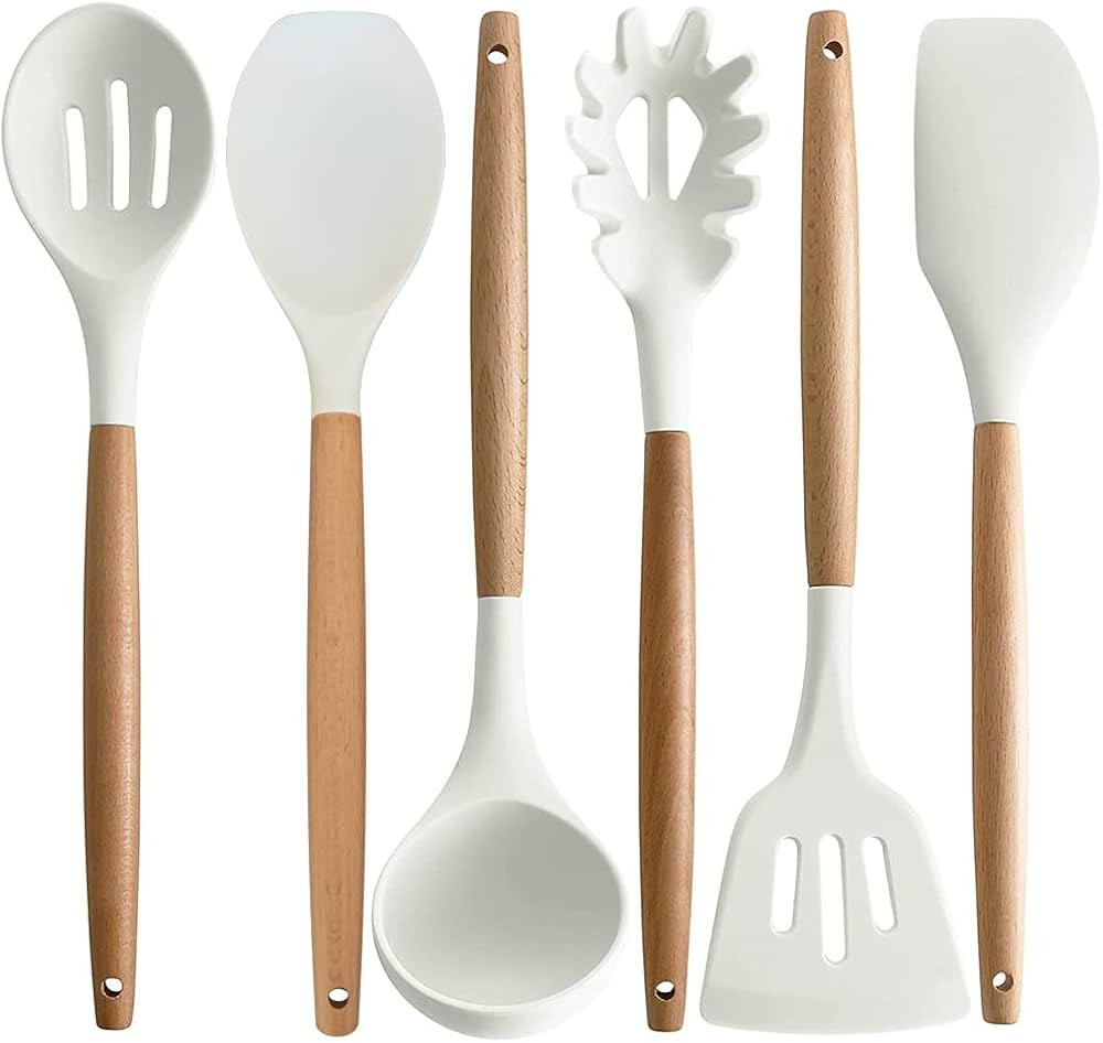 IOCBYHZ Kitchen Cooking Utensils Set 6Pcs Non-Stick Silicone Cooking Kitchen Utensil Spatula Set,... | Amazon (US)