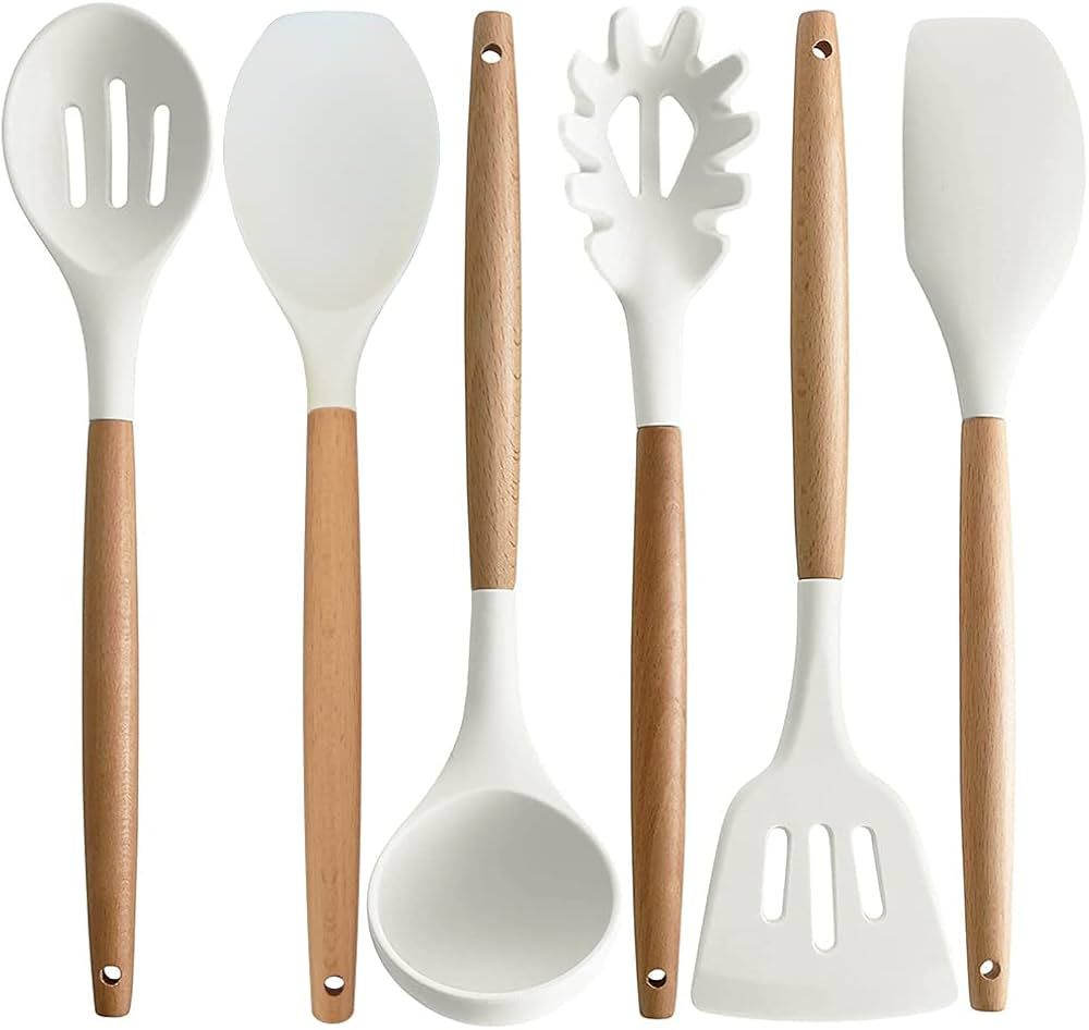 IOCBYHZ Kitchen Cooking Utensils Set 6Pcs Non-Stick Silicone Cooking Kitchen Utensil Spatula Set,... | Amazon (US)