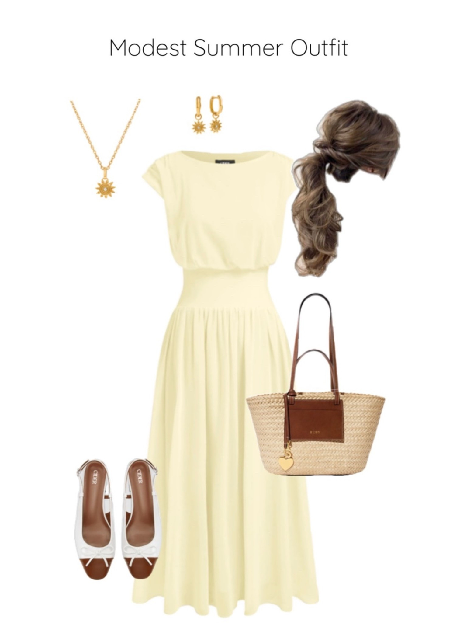 Lemon Yellow Modest Summer Outfit with Straw Bag

lemon yellow dress, modest summer outfit, feminine summer style, elegant midi dress, summer dress outfit, classy feminine outfit, soft girl summer outfit, straw tote bag, white slingback heels, gold sun jewelry, romantic summer look, European summer outfit, vacation outfit inspiration, church outfit women, modest fashion inspiration, yellow dress styling, neutral summer accessories, summer hairstyle inspiration, elegant warm weather outfit