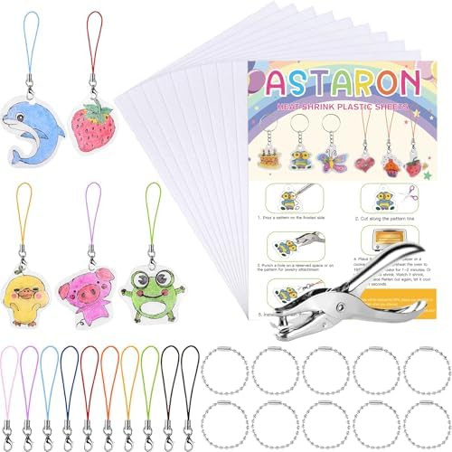 ASTARON Printable Shrinking Plastic Sheets Kit, 10 Pcs A4 Size Blank Heat Shrinking Film Art Pape... | Amazon (US)