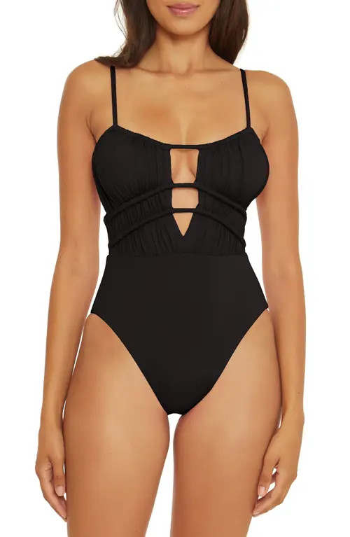 Becca Santorini One-Piece Swimsuit in Black at Nordstrom, Size Medium | Nordstrom