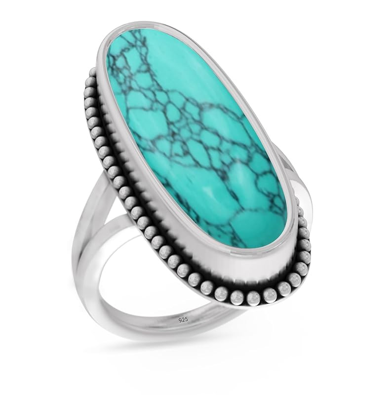 Solid 925 Sterling Silver Ring For Womens Turquoise Ring Sterling Silver Engagement Ring December... | Amazon (US)