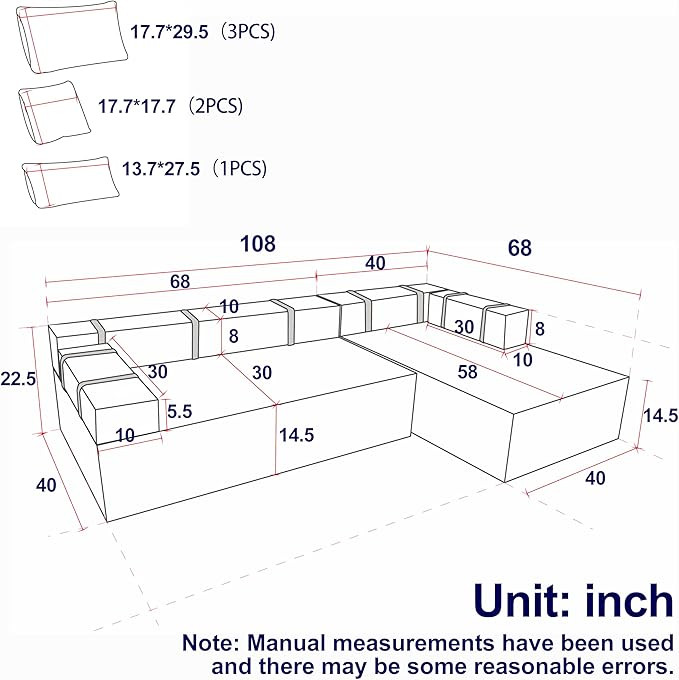 108" Modular Sofa Couch Convertible Sectional Sofa for Living Room, Modern L-Shaped Couches with ... | Amazon (US)