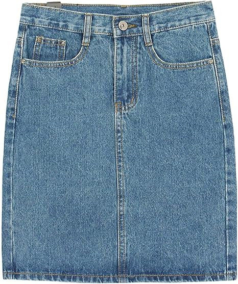 chouyatou Women's Basic Five-Pocket Rugged Wear Denim Pencil Skirt with Slit | Amazon (US)
