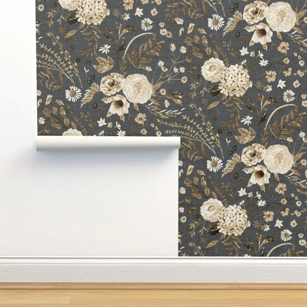 Commercial Grade Wallpaper 27ft x 2ft - Sonetto Floral Brown Black Neutral Sepia Vintage Traditio... | Walmart (US)