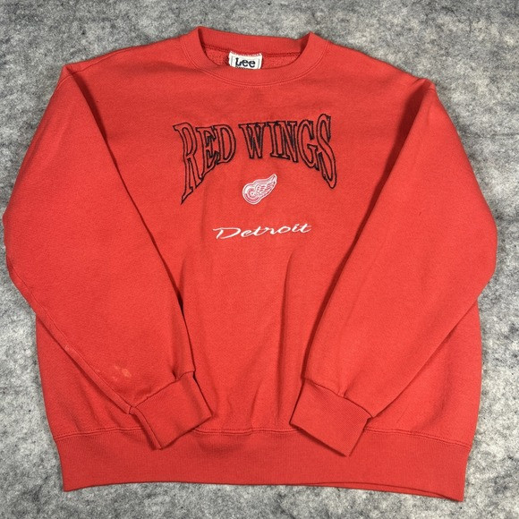 Vintage Detroit Red Wings Lee Sports Large Red Sweatshirt Crewneck Embroidered | Poshmark