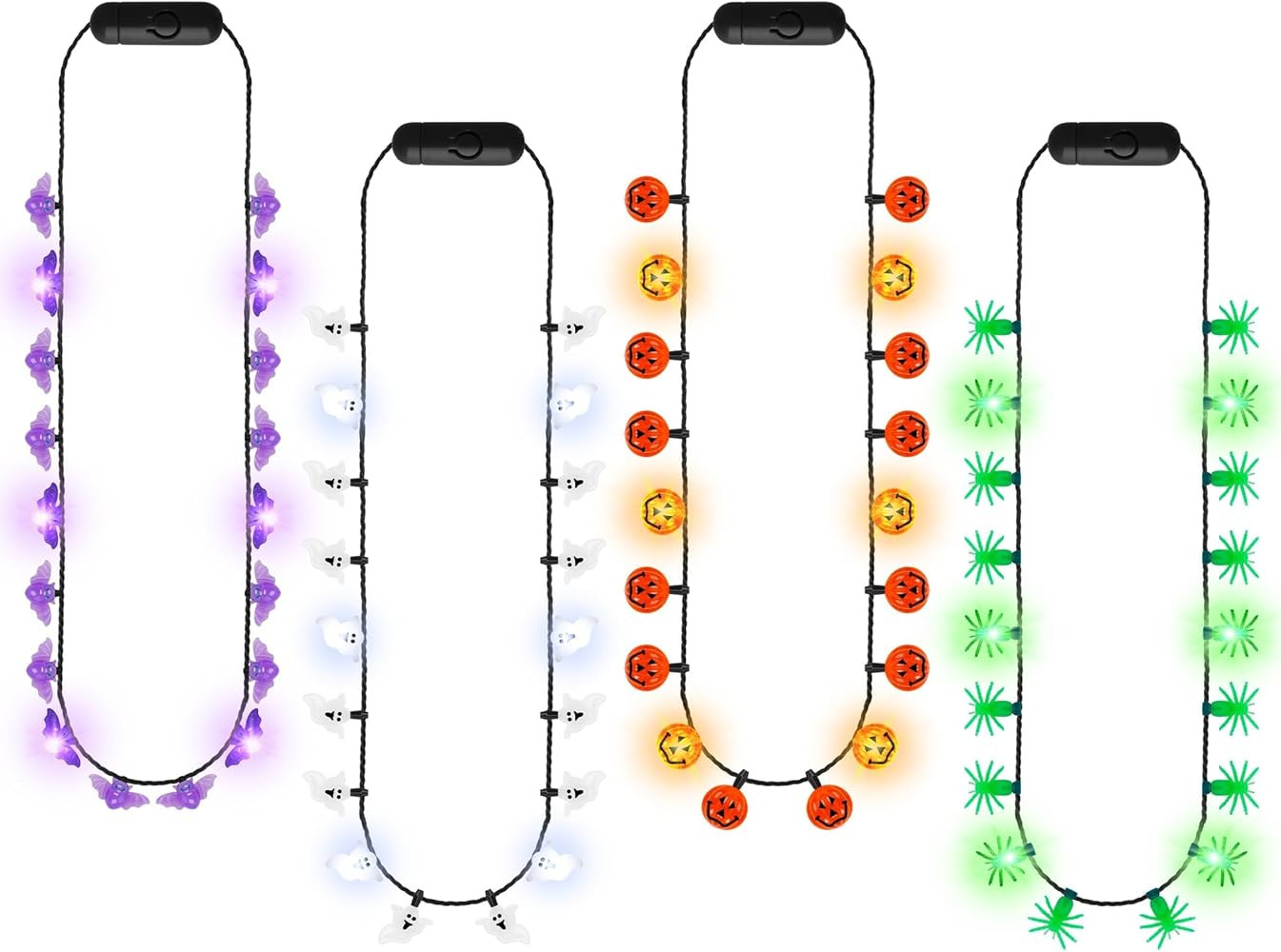 4PCS Halloween Necklace Accessories, Light up Halloween Necklaces Party Favors, Colorful Glow Nec... | Amazon (US)