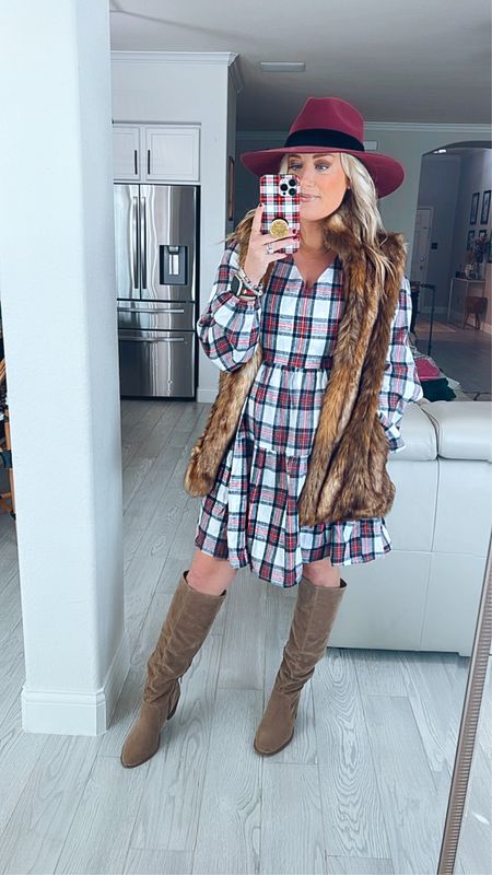 Amazon holiday casual cold weather family photo outfit inspo 
Plaid dress - small 
Fur vest - small


#LTKHoliday #LTKSeasonal #LTKGiftGuide