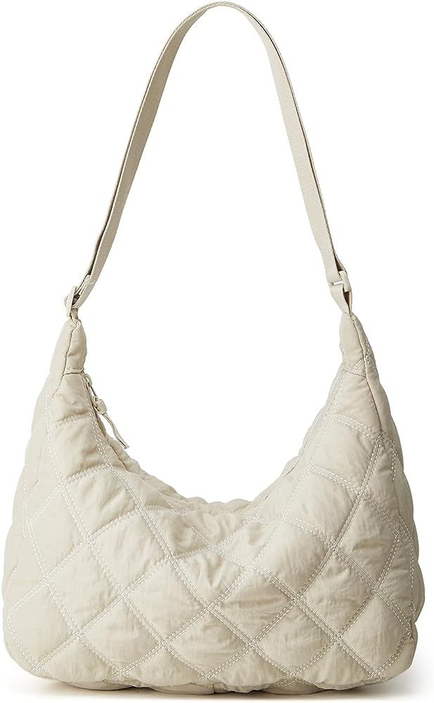Women's Hobo Bag Puffer Totes Crossbody Bag Solid Color Rhombus Down Padded Handbag Dumpling Purse | Amazon (US)