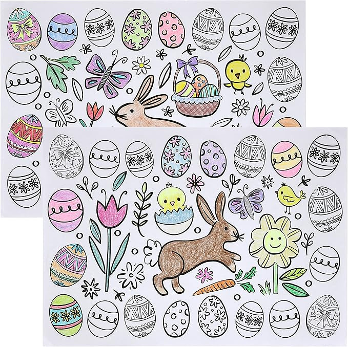 Iconikal Color-Your-Own 2-Sided Reversible Disposable Paper Place Mats, 14 x 10-inches, Easter, 2... | Amazon (US)