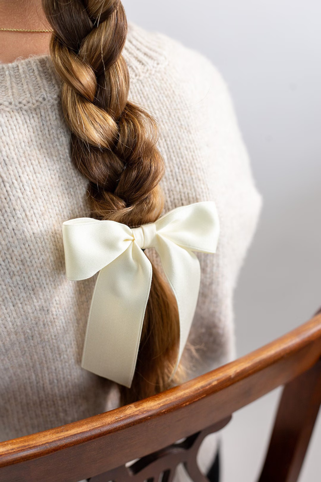Ivory Cream Matte Satin Hair Bow Short Ribbon Tails French Barrette | Grace & Grandeur Delora Bow | Etsy (US)