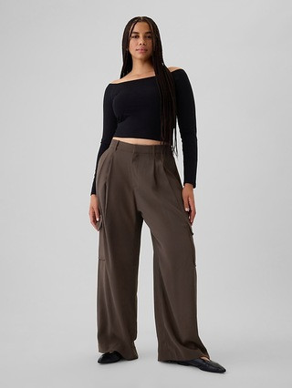 365 High Rise Cargo Pleated Trousers | Gap (US)