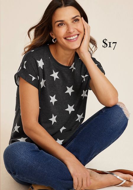 $17 Maurices 24/7 Clara Star Short Sleeve Tee / Memorial Day outfit / country concert outfit / star tee 

#LTKOver40 #LTKFestival #LTKFindsUnder50