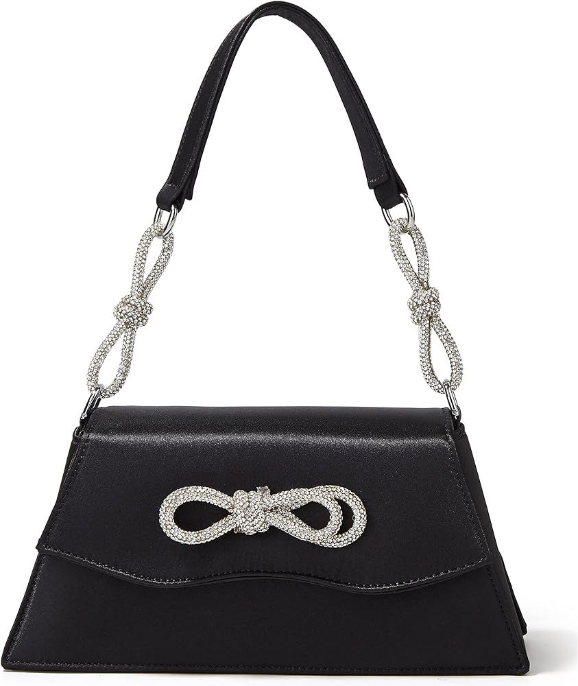 Double Bow Rhinestone Evening Handbag for Women Mini Hobo Bag Tote Bag Elegant Purses for Wedding... | Amazon (US)