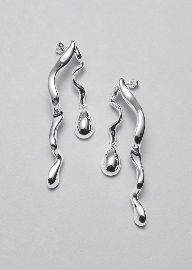 Boucles d’oreilles pendantes en forme de gouttes - Argenté - Drop earrings - & Other Stories F... | & Other Stories (DE + FR)