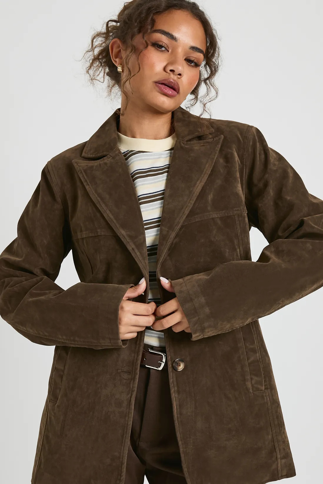 Suede Look Cinched Blazer | Boohoo.com (UK & IE)