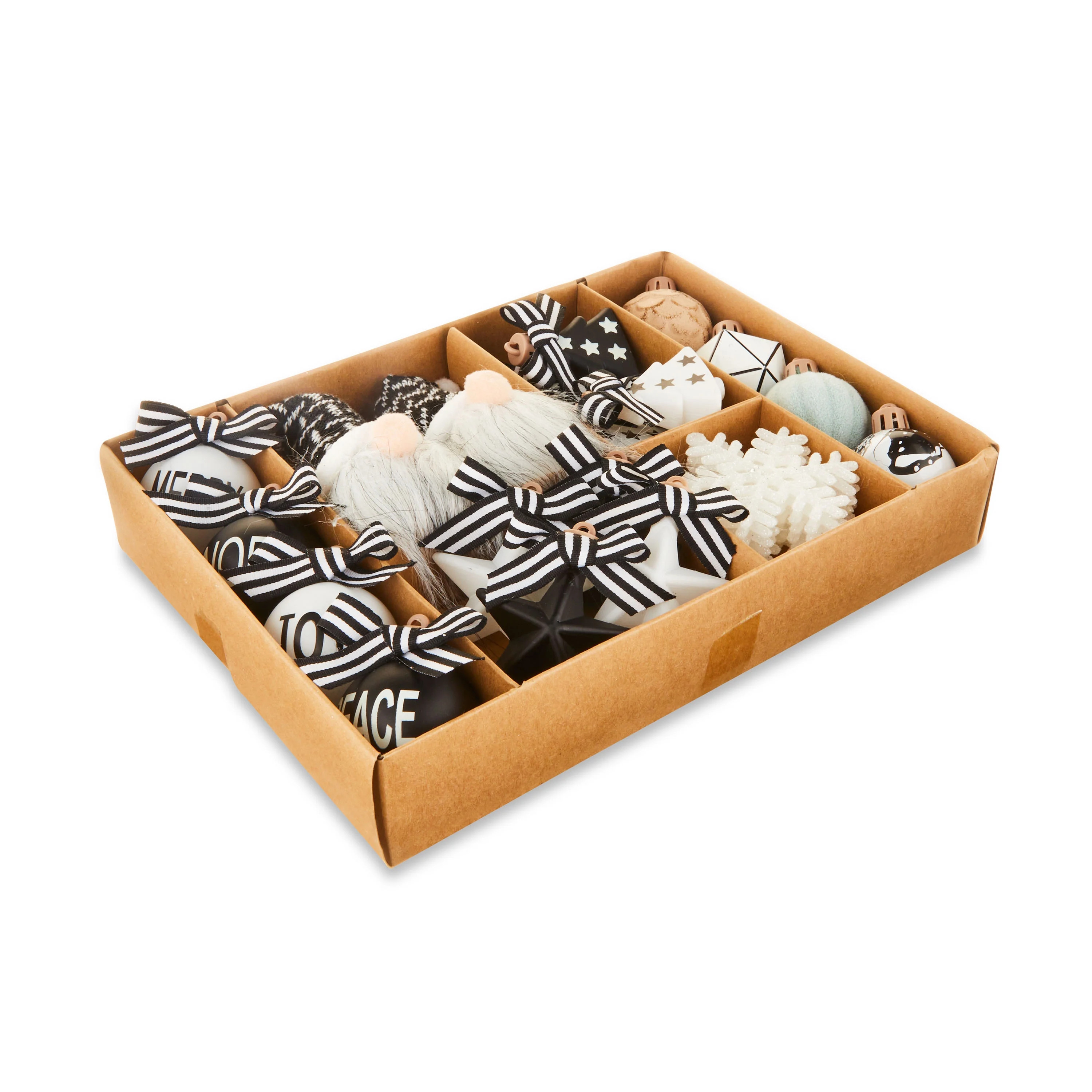 Modern Merry Black and White Mini Ornament Set, 24 Count, by Holiday Time | Walmart (US)