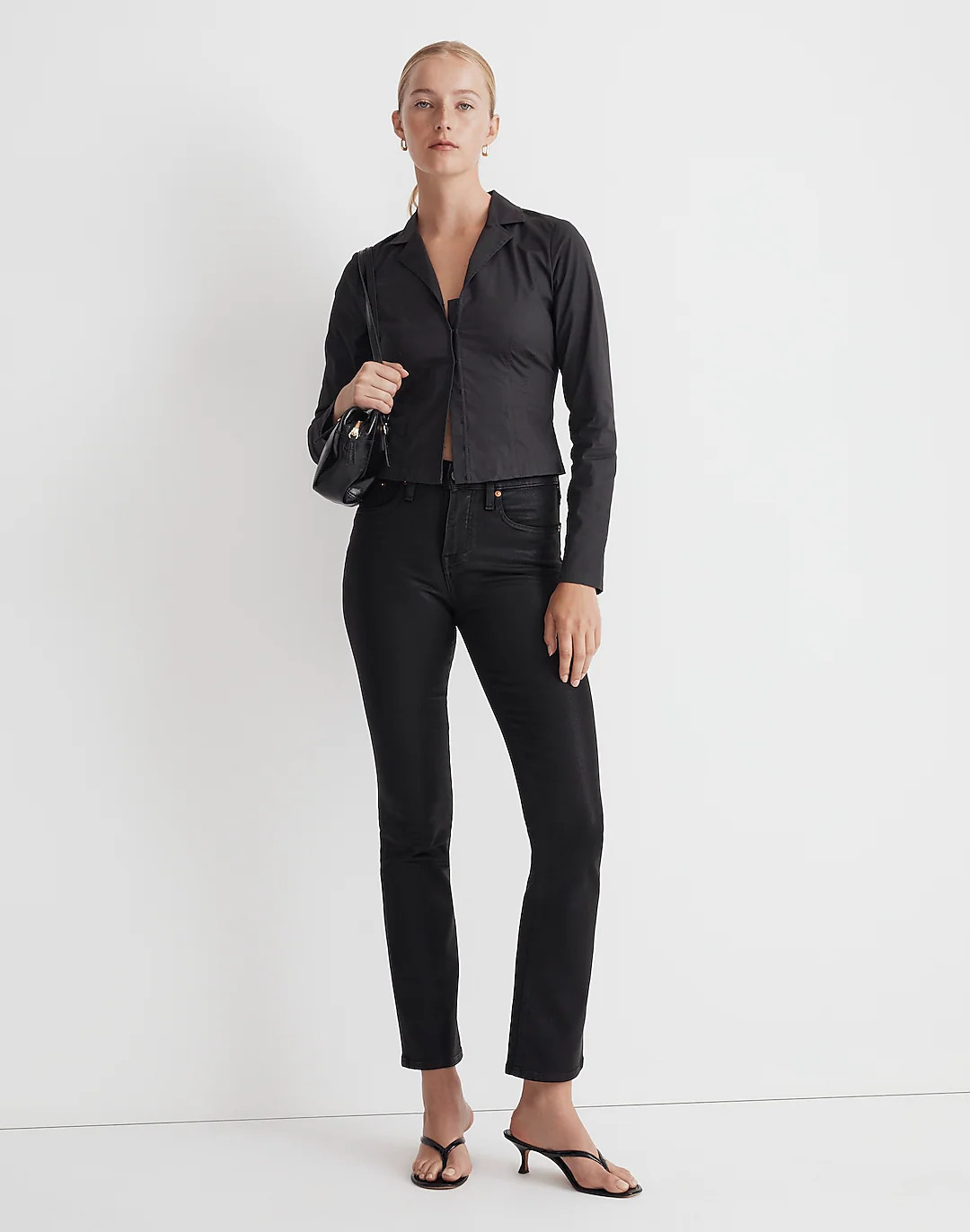 Kick Out Crop Jeans in True Black Wash: Coated Edition | Madewell
