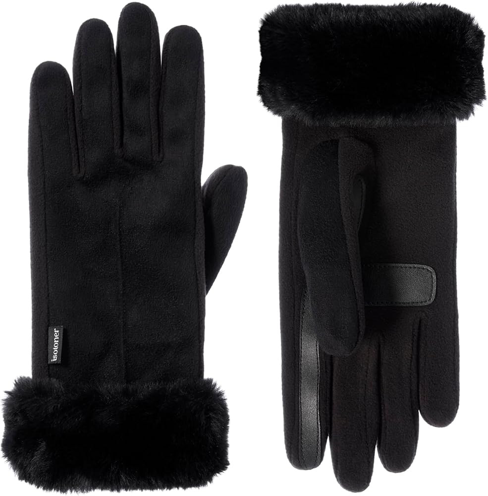 isotoner Womens Mya Microsuede Glove With Faux Fur Cuff Detail, Touchscreen Compatible and Water ... | Amazon (US)