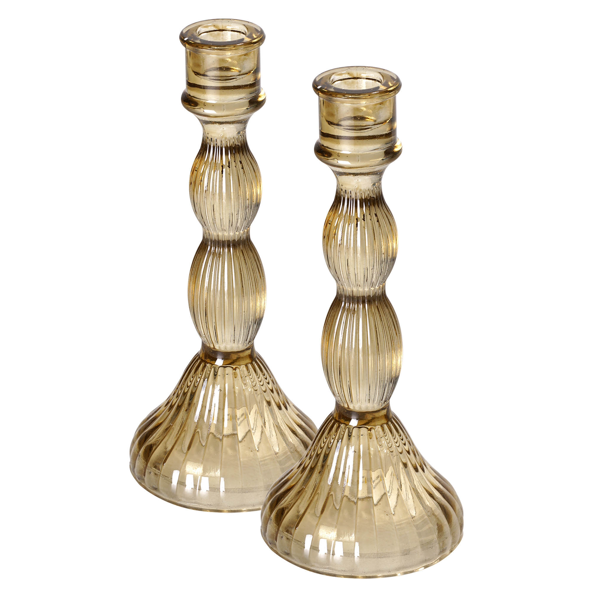 Crystal Art Gallery Traditional Glass Candle Stick Holder Set of 2, Neutrals | Walmart (US)
