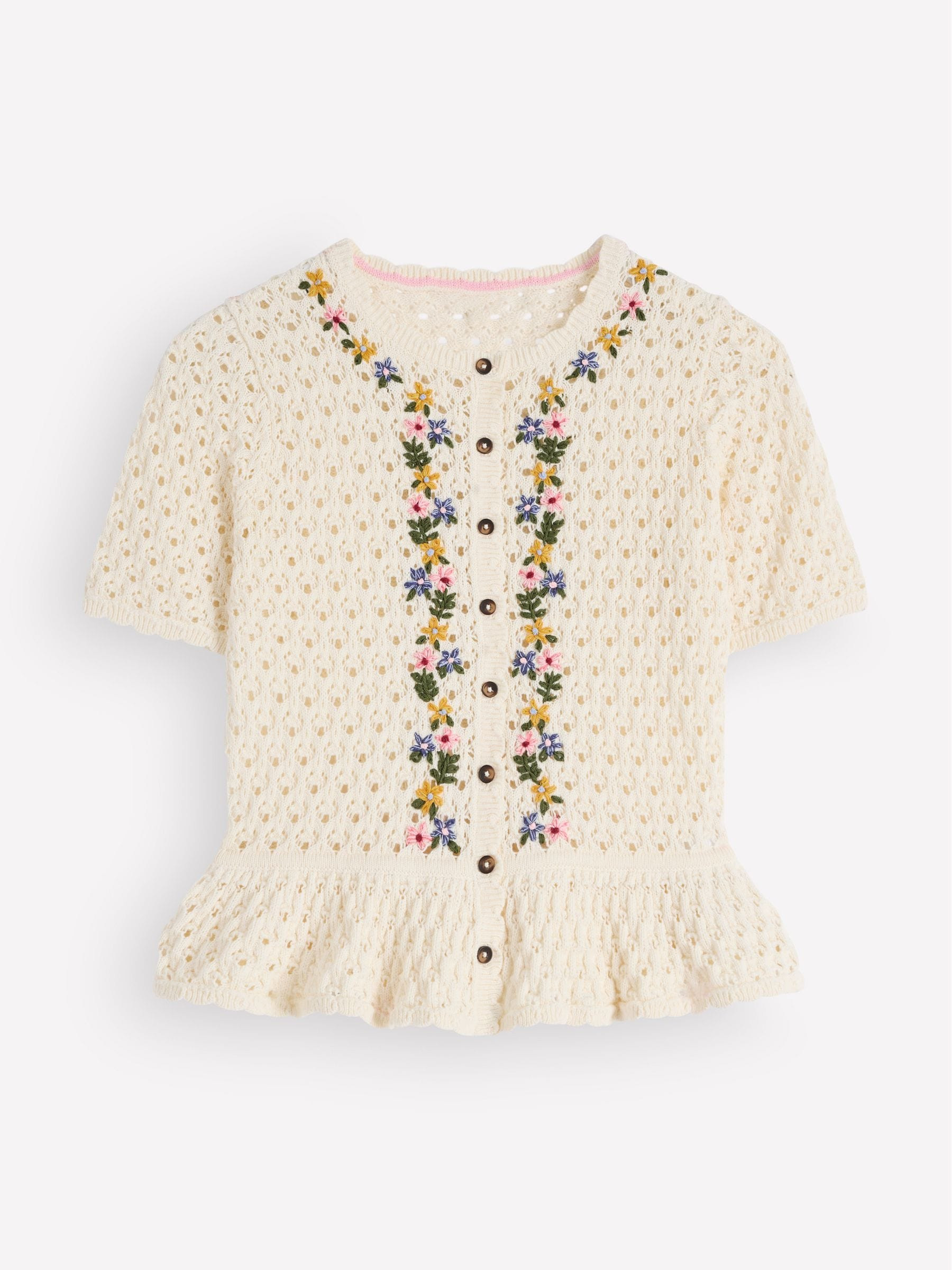 Boden Boden Cream Embroidered Pointelle Cardigan | Next US