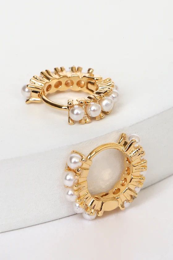 June White Pearl Birthstone 14KT Gold Hoop Earrings | Lulus (US)