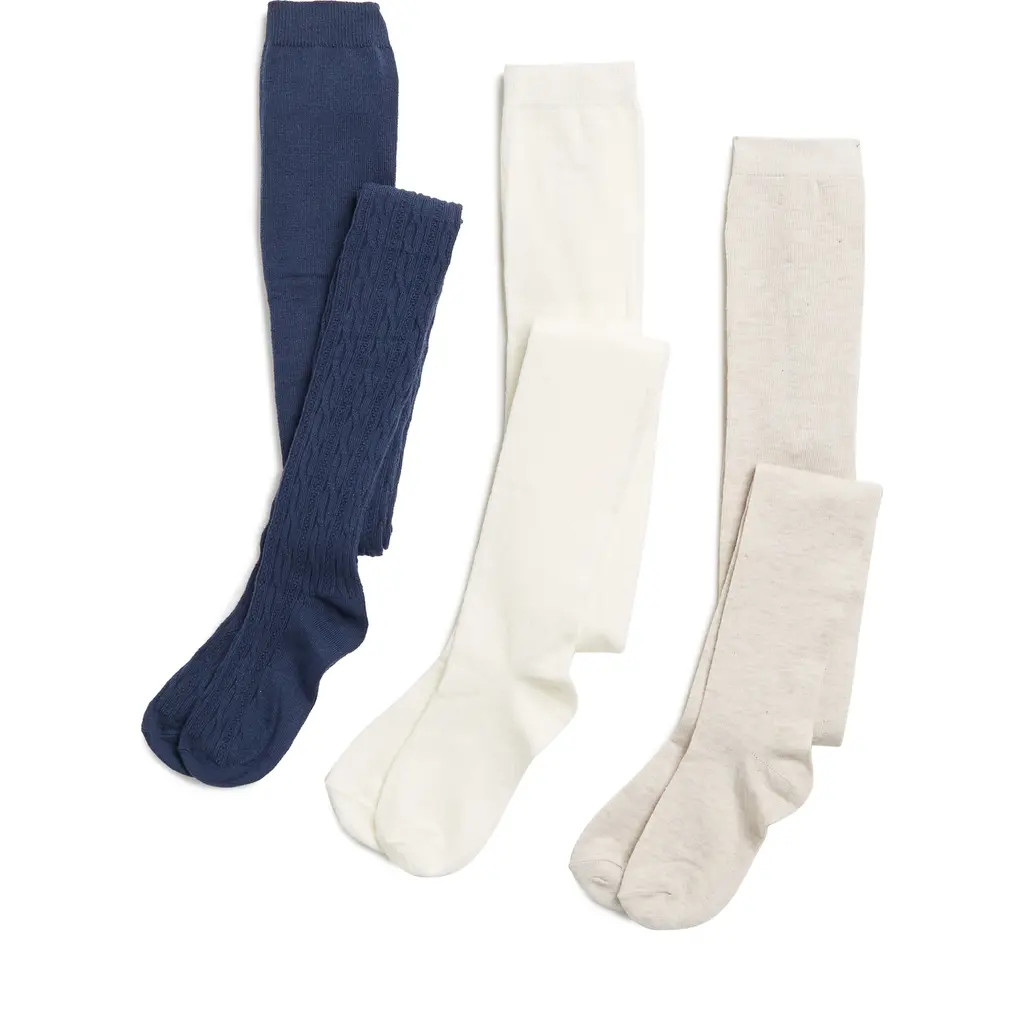 Capelli New York Kids' 3-Pack Cable Knit Sweater Tights in Navy Combo at Nordstrom Rack, Size S/m (7-10) | Nordstrom Rack