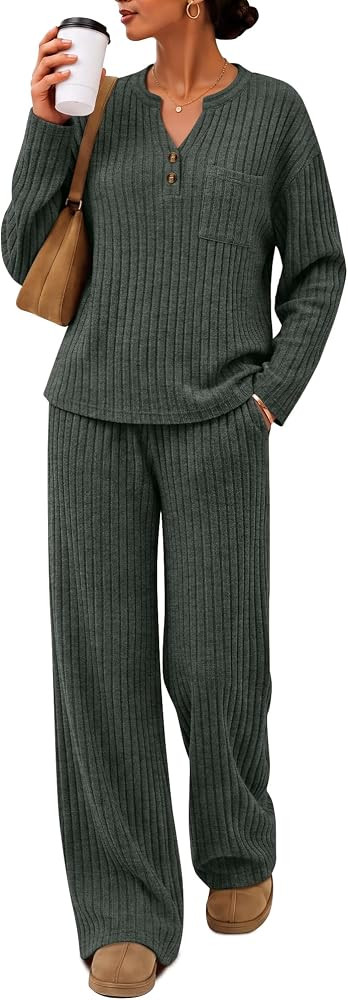 Womens Lounge Sets 2 Piece Ribbed Fall Outfits | Amazon (US)