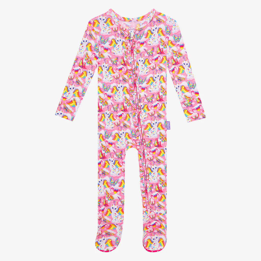 Pink Baby Girl Sleeper | Lisa Frank® Angel Kitty™ | Posh Peanut