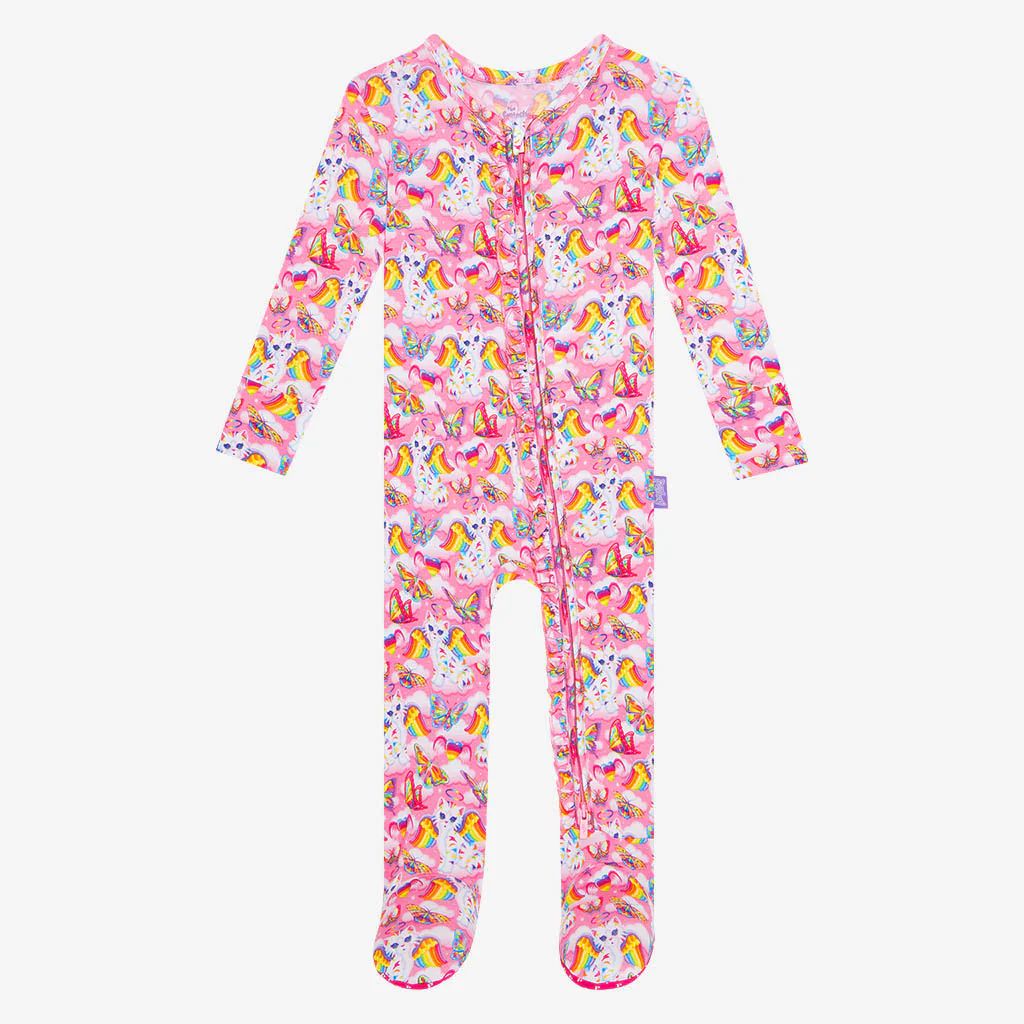 Pink Baby Girl Sleeper | Lisa Frank® Angel Kitty™ | Posh Peanut