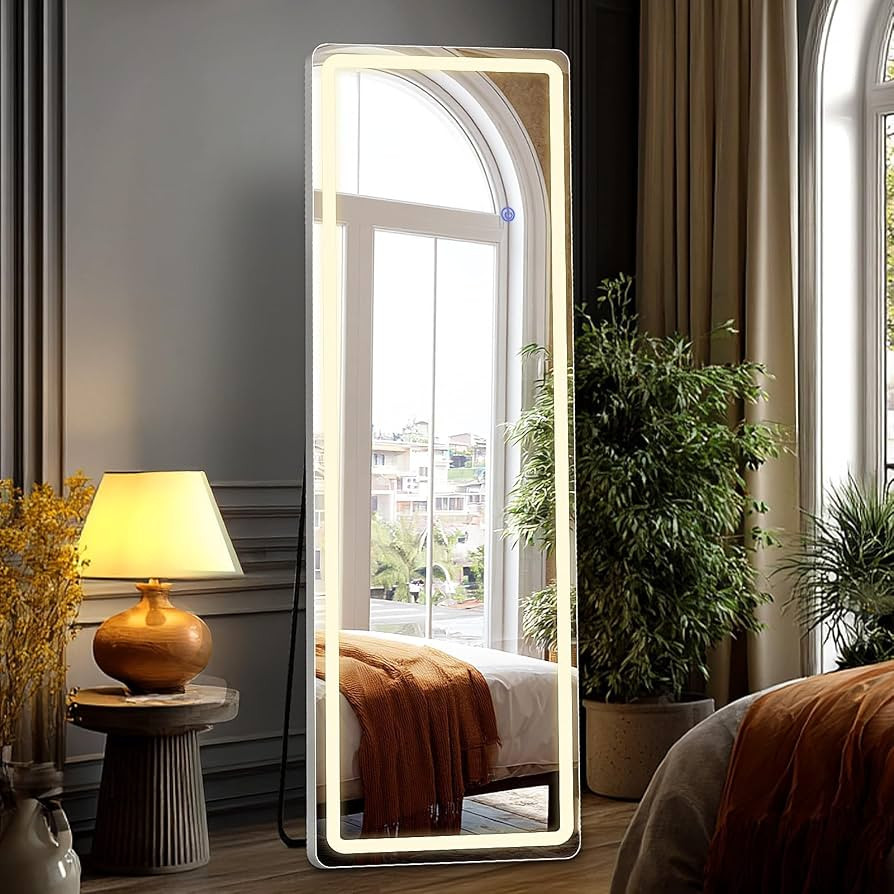 DUMOS LED Mirror Full Length with Stand, 16"x60" Full Body Wall Mirror | Amazon (US)
