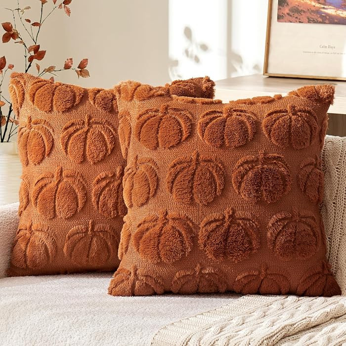 MIULEE Fall Pillow Covers Pumpkin Fall Decor 18x18 Dark Rust | Amazon (US)