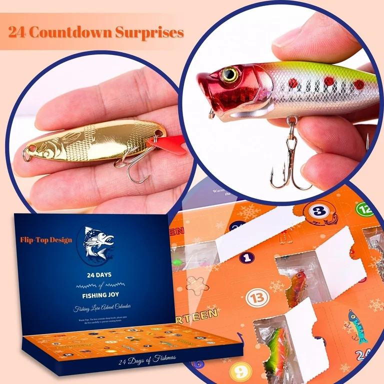 Advent Calendar Fishing Christmas Countdown - 24 Days Fishing Lures Set for Fisher Adult Men Teen... | Walmart (US)