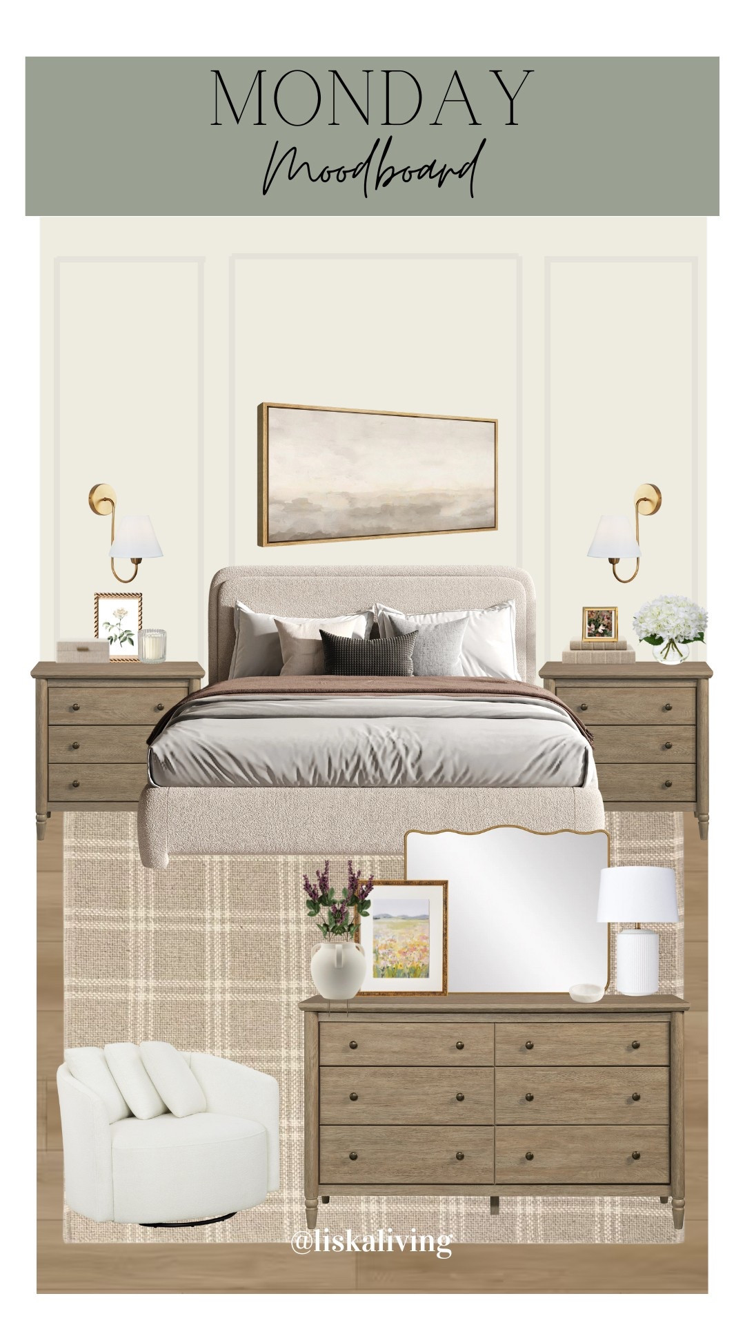 ✨MONDAY MOODBOARD - BEDROOM✨

I strayed from my moody spaces I’ve been creating lately 🙃 I love the soft neutrals of this space. It feels bright and airy and calming. I used a mix of curved lines as well as more traditional elements. Which do you tend to prefer in a bedroom - moody or light and airy?

FOLLOW @liskaliving for more home styling inspo and curated moodboards like this one! Thanks for being here! 🤍

✨SAVE this post for later!
.
.
.
.
.
.

#mondaymoodboard #moodboardaccount #moodboardinterior #moodboardpage #moodboardinspiration #designboard #interiordesign #homestyling #homestylinginspo #bedroominspo #bedroomstyling #lightandairy #neutralhome #budgetfriendly #boujeeonabudget 

#LTKHome #LTKStyleTip