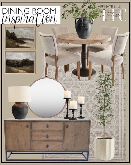 

Sienna Round Graywash Dining Table. Monroe Gray Wood Upholstered Dining Armchair. Durkee Reclaimed Wood And Metal Storage Cabinet With Drawers. Moody Country Landscape Wall Art Set of Two. Joshua Handcrafted Ceramic Vase. Handcrafted Weathered Vase. Faris Ceramic Table Lamp. Loloi Angela Rose Rivers Collection RIV-02 Lagoon / Ivory Reversible Area Rug. Faux Black Olive Tree. Modern Rustic Fluted Outdoor Planters. Willow Stems. Dining Room Space. Dining Room Inspo.  Dining Room Decor. Dining Room Table. World Market. 

#LTKFindsUnder50 #LTKSaleAlert #LTKHome