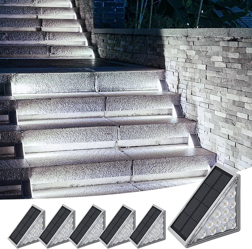 Solar Stair Lights Outdoor 6 Pack, Solar Step Lights Waterproof IP67, Outside LED Lights for Step... | Amazon (US)