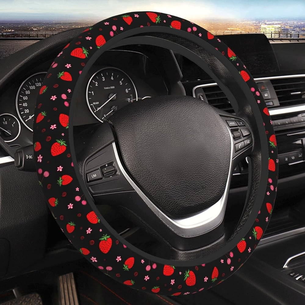 Cherry Strawberry Neoprene Steering Wheel Cover for Men Women Anti-Slip Elastic Steering Wheel Pr... | Amazon (US)