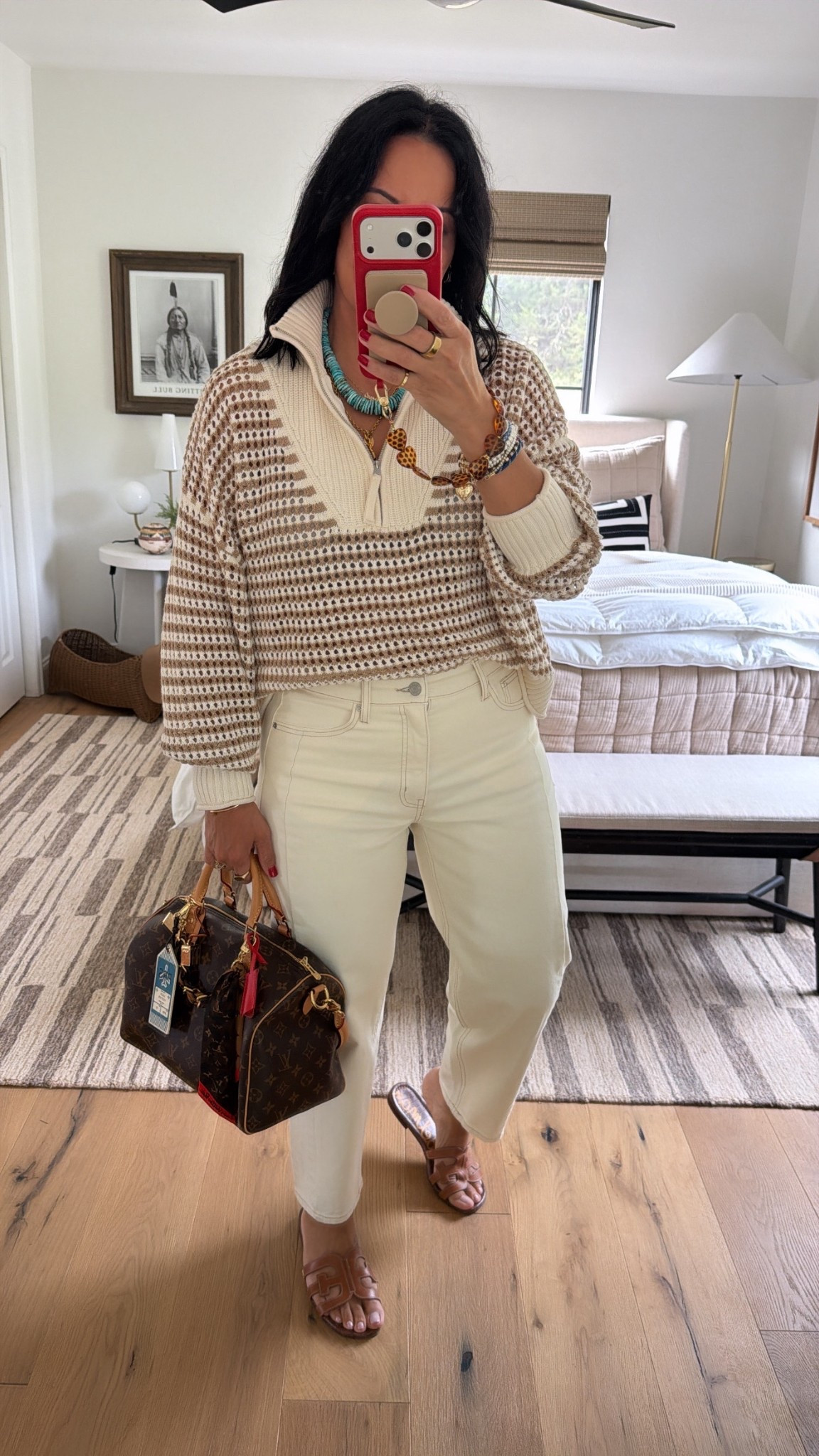 Top size medium, jeans size 8 (they fit tts) 

#LTKMidsize #LTKootd #LTKOver40