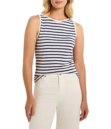 NIC ZOE Knit Stripe Print Boat Neck Sleeveless Tank - L | Dillard's
