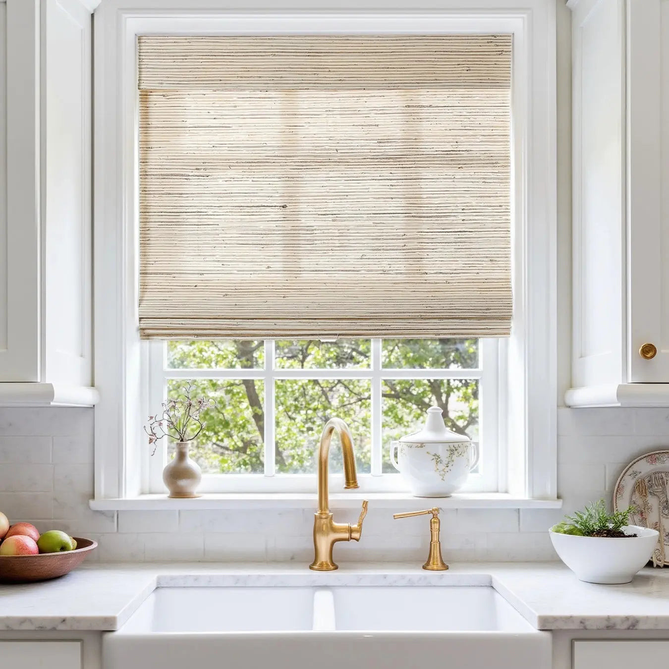 Natural Ramie Bamboo Woven Shade - Beige Brown | TWOPAGES