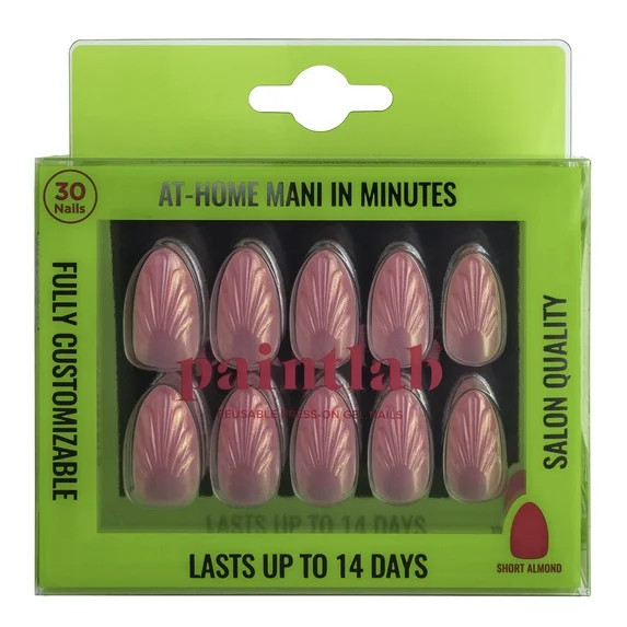 PaintLab Short Almond Press On False Nails 3D, Mermaid Shell, Pink, 30 Count | Walmart (US)