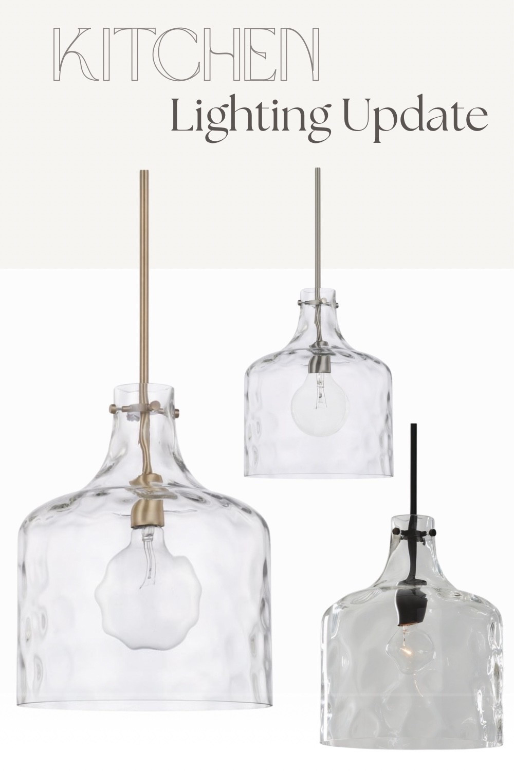 Clear glass pendant lights for a bright simple kitchen look
They keep everything open, airy, and modern without blocking the view.
The wavy blown glass texture adds just enough movement while still feeling clean and minimal.

#lightingideas #kitchendecor #neutralhome #classicstyle #homedetails

 

#LTKHome