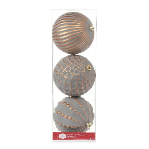 Holiday Time Gray Copper Shatterproof Christmas Ball Ornament, 3 Pack | Walmart (US)