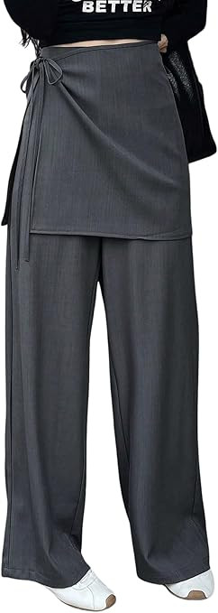 GORGLITTER Women's Wrap Wide Leg Dress Pants Dressy High Waisted Tie Side Suit Pants Casual Busin... | Amazon (US)